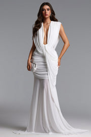 Glenda Chic Contour Ruched Drape Knit Maxi Dress